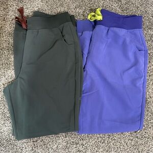 FIGS Olive Green and Purple Scrub Pants Duo